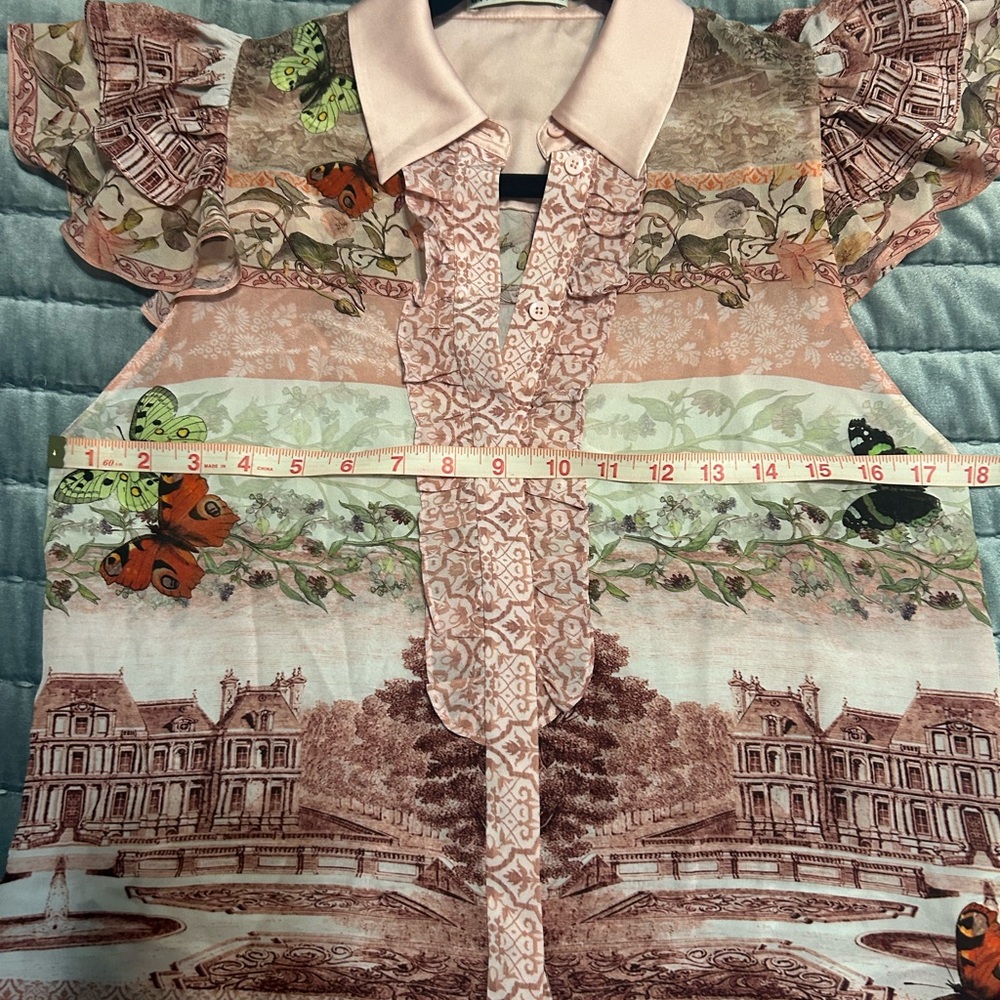 Alice + Olivia Multicolor Blouse with Pink Collar - Picture 9 of 11